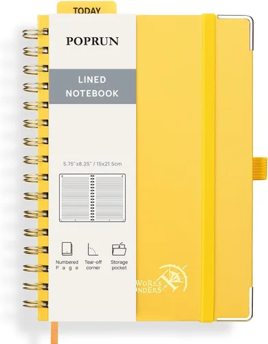 Miniatura 15 de POPRUN Lined Spiral Journal Notebook for Women & Men, 7-1/4" x 9-1/2", 220 Numbered Pages, College Ruled Hardcover Notebook for Work, Journals for