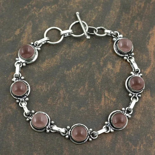 Miniatura 67 de Round Shape Natural & Synthetic Gemstones Silver Plated Bracelets for Women - Vintage Bohemian Style Handmade Birthstone Adjustable Link Bracelet