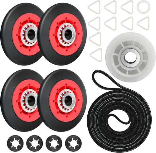 4392067 Kit de reparación de secadora para Whirlpool, Maytag, Kenmore y más - Incluye rodillo de tambor WPW10314173, correa de secadora 661570V y