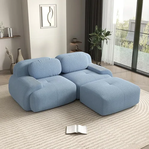 Miniatura 113 de Sofá biplaza moderno de 80 pulgadas para sala de estar, sofá de pana en forma de nube con asiento profundo, sofá modular negro, sofás de dos plazas