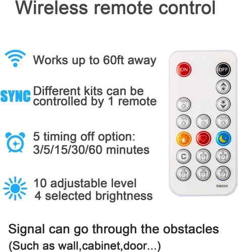 Miniatura 3 de WOBANE - Luz para debajo de la encimera, iluminación led regulable, 6 tiras de luz con control remoto para cocina, estante, despensa, escritorio
