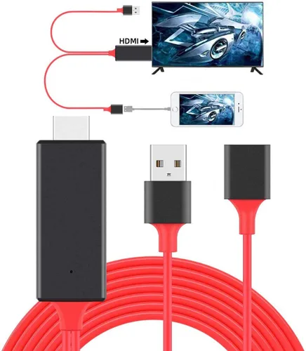 Miniatura 6 de Cables HDMI adaptador USB a HDTV, cable USB macho + USB hembra a HDMI macho 1080P HDTV Mirroring Cable compatible con iPhone/iPad/S9/S8/Note 8 y más