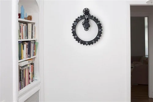 Miniatura 3 de Kikkerland Reloj grande para pared de rueda giratoria