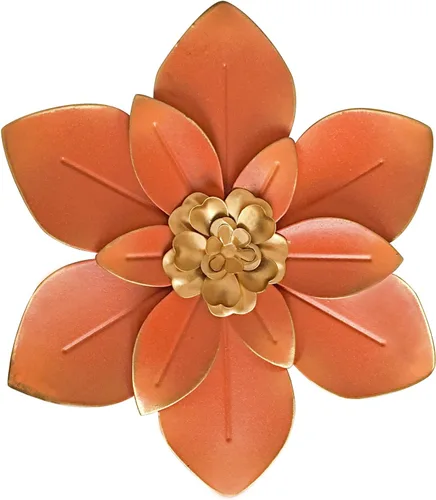 Miniatura 9 de Decoración de pared de flores de metal, escultura floral rústica moderna de 10 pulgadas, colgante de pared de hierro envejecido, decoración