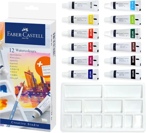Miniatura 7 de Faber-Castell Juego de pintura de acuarela, 24 tubos de acuarelas líquidas (0.3 onzas líquidas) y paleta de pintura para mezclar, suministros
