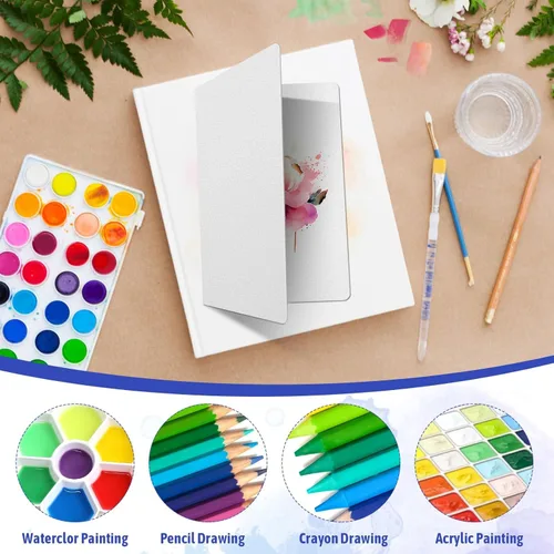 Miniatura 5 de Vmiapxo 50 juegos de tarjetas de acuarela con sobres, 4 x 6 pulgadas, 100% algodón, 140 libras/10.58 oz/m², postales plegables de acuarela en blanco
