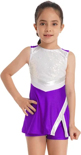 Miniatura 3 de TiaoBug Uniformes de animadoras para niñas y niñas, disfraces de animadora, lentejuelas brillantes, traje de baile de jazz, hip hop, disfraz de baile
