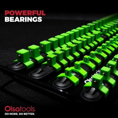 Miniatura 3 de Olsa Tools Bandeja Organizadora de Dados Portátil Rieles Negros con Clips Verdes Capacidad para 80 Dados Soporte de Dados de Calidad