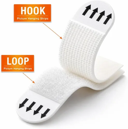 Miniatura 3 de MOVELYST 64 pares (128 tiras) tiras medianas para colgar cuadros, cinta de gancho y bucle, colgador de cuadros sin daños, tiras adhesivas
