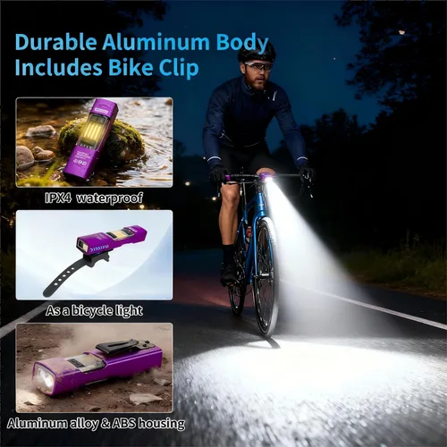 Miniatura 7 de Linterna EDC recargable de 365 nm con RGB, mini linterna LED magnética de 1500 lúmenes, linterna de bolsillo con memoria de modo para trabajar