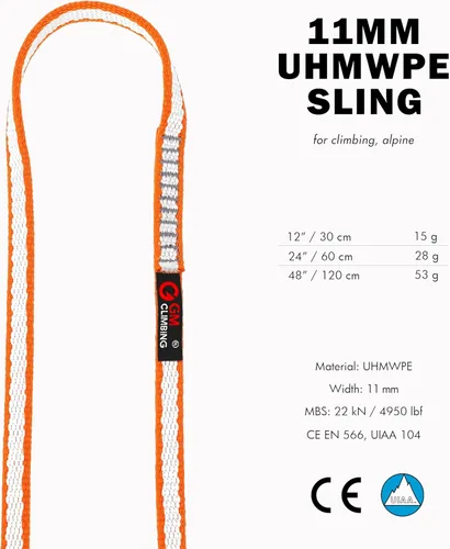 Miniatura 2 de GM CLIMBING CE UIAA del corredor 22kN de la honda de 36.1 ft m UHMWPE certificado Naranja