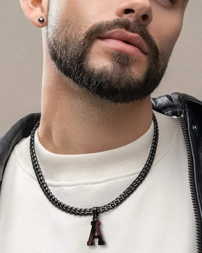 Miniatura 2 de Avotto Collar de béisbol con letra inicial de la A a la Z para niños y hombres, cadena cubana de acero inoxidable resistente que no se decolora