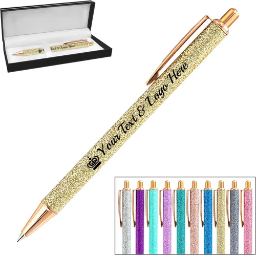 Miniatura 52 de Bolígrafo personalizado, 1 unidad, bolígrafo personalizado con logotipo de mensaje de nombre comercial impreso, carcasa de metal brillante de tinta