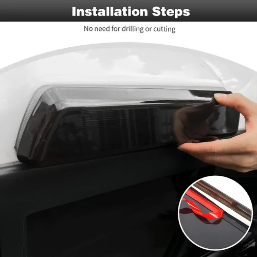 Miniatura 4 de CheroCar Cubierta de luz de freno de montaje alto, accesorios exteriores compatibles con Ford F150 Svt Raptor, negro ahumado