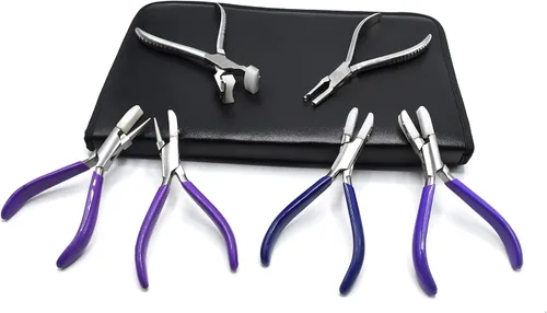 Miniatura 6 de Juego de 9 alicates de reparación de lentes para ojos, marco de gafas y almohadilla de nariz, kit de herramientas de mano óptica