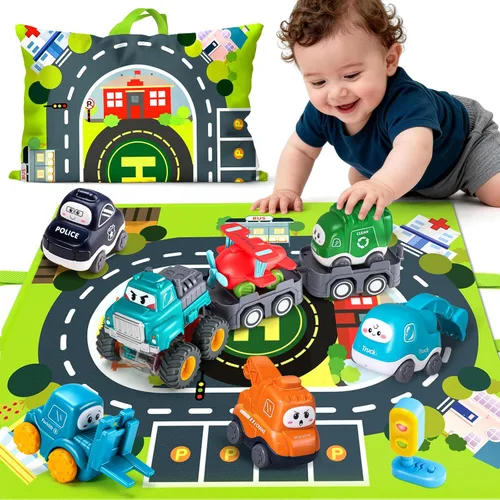 Miniatura 7 de Juguete grande de camión de dibujos animados para niños de 1 año con tapete de juego/bolsa de almacenamiento, juguetes para bebés y niños pequeños