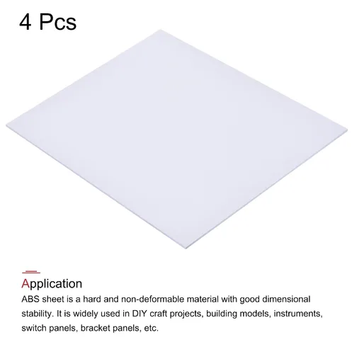 Miniatura 3 de MECCANIXITY Hoja de plástico ABS blanco de 10 x 8 x 0.06 pulgadas para modelo de construcción, manualidades de bricolaje, panel, paquete de 4