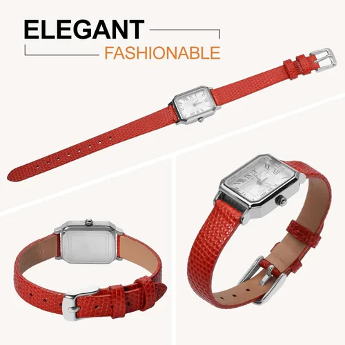 Miniatura 8 de ANNEFIT Correa de reloj de cuero para mujer, 0.472 in, 0.512 in, 0.551 in, 0.591 in, 0.630 in, 0.709 in, 0.787 in, correa de repuesto delgada