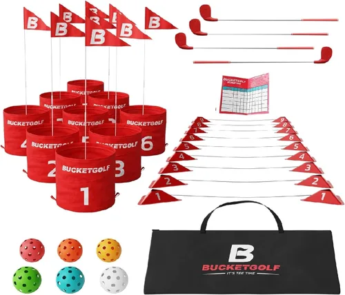 Miniatura 10 de bucketgolf Juego Pro El Juego de Golf Original y Definitivo para Patio Trasero para Familia, Adultos y Niños - Juego de Golf de 9 Hoyos Portátil