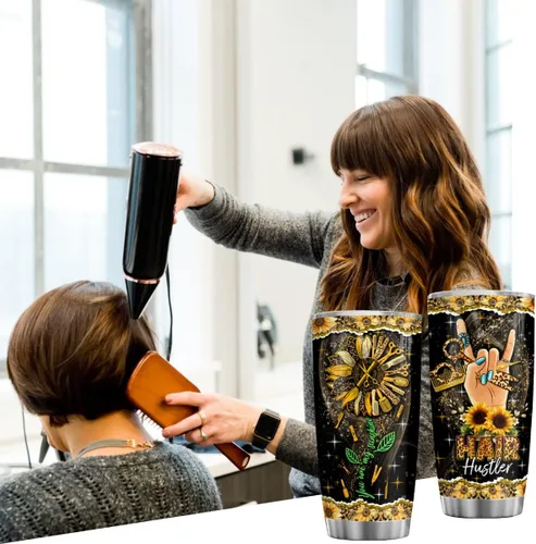 Miniatura 3 de Hair Hustler - Vaso de acero inoxidable de 20 onzas con texto en inglés "You Are My Sunshine", regalos de girasol para estilistas, regalos