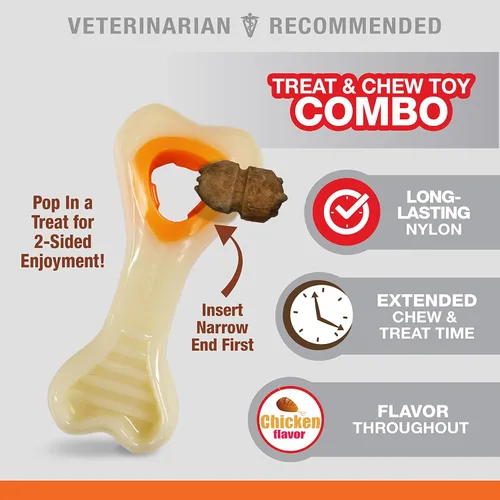 Miniatura 3 de Nylabone Hueso de Nuca Bone Pop-In Juguetes de Golosinas Poderosas para Perros, Juguetes Interactivos Dispensadores de Golosinas y Enriquecimiento