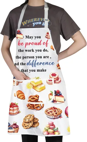 Miniatura 3 de JNIAP Delantal de chef pastelero - Regalos para amantes de los postres - Delantal para hornear con postres
