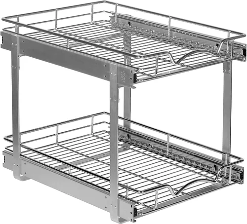 HOLDN' STORAGE Organizador de gabinete extraíble de dos niveles, cajones deslizantes individuales, metal resistente con garantía limitada de por