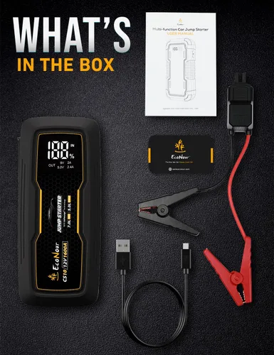 Miniatura 7 de EcoNour Arrancador de salto Pico de 1600 A Arrancador portátil para automóvil Caja de salto de litio de 12 V para motores de gas de 7 L