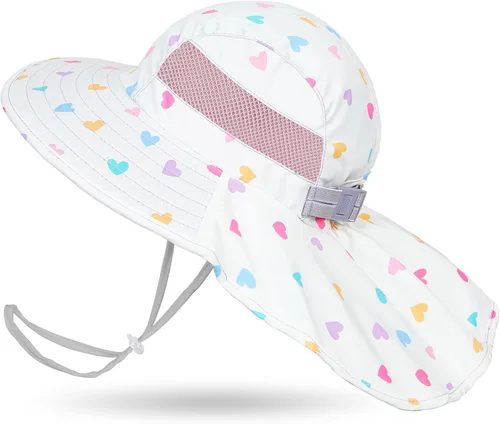 Miniatura 141 de Sombrero de sol para niños, protección UV, unicornio, verano, playa, jugar con ala ancha, solapa para el cuello para niñas y niños