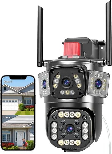 Miniatura 17 de KEPEAK Solar Security Camera Outdoor Wireless, Triple Lens PTZ Camera, 360° Pan Tilt, Color Night Vision, PIR Motion Detection, Two-Way Audio