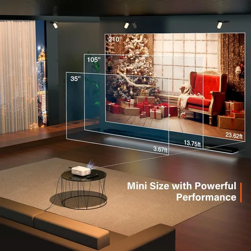 Miniatura 3 de Mini proyector, VOPLLS 1080P Full HD compatible con proyector de video, proyector de cine en casa portátil al aire libre, zoom del 50%, compatible