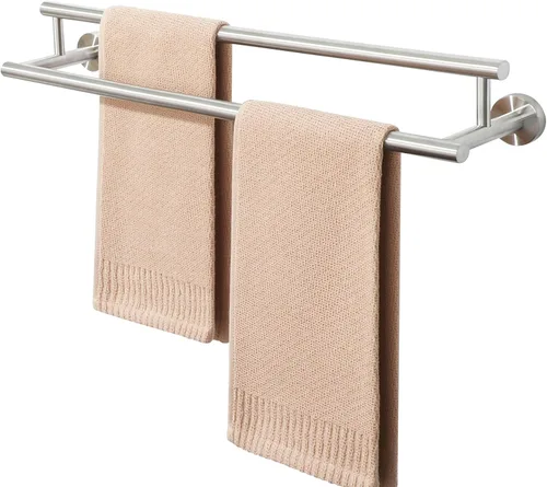 Alise Toallero doble de níquel cepillado, toallero de 24 pulgadas para baño montado en la pared, toallero de baño de acero inoxidable SUS304,