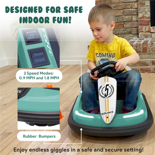 Miniatura 5 de New Bounce Coche de parachoques eléctrico para niños pequeños de 1 a 3 años - Coches de parachoques para bebés - Coche eléctrico para niños de 1.5 a