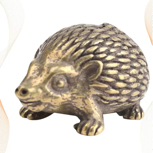 Miniatura 8 de LIOOBO Estatuilla de erizo de latón macizo en miniatura para decoración del hogar