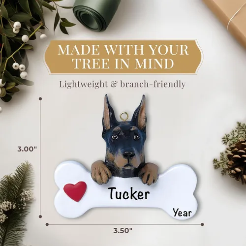 Miniatura 4 de Adorno personalizado de hueso de perro Doberman Pinscher 2025 Personalización gratuita las 24 horas Adornos de Navidad de la primera Navidad