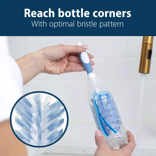 Miniatura 3 de Dr. Brown's Cepillo de lujo para biberón con cepillo de limpieza de ventilación anticólico, cerdas suaves y resistentes, sin BPA, azul, 1 paquete