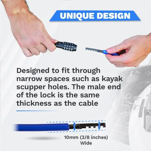 Miniatura 3 de DocksLocks Candado de cable de seguridad en espiral resistente a la intemperie (5 pies a 25 pies de longitud) con combinación reiniciable