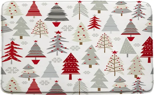Miniatura 14 de GCTNBJL Juego de 3 alfombrillas de baño para árbol de Navidad, diseño de copo de nieve, rojo, gris, dibujos animados, invierno, vacaciones, baño