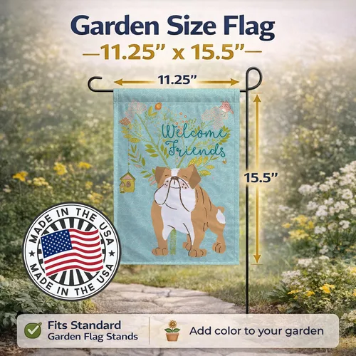 Miniatura 3 de Caroline's Treasures BB7602GF Bandera de jardín con texto en inglés "Welcome Friends" - Bandera decorativa para patio exterior, patio, parterres