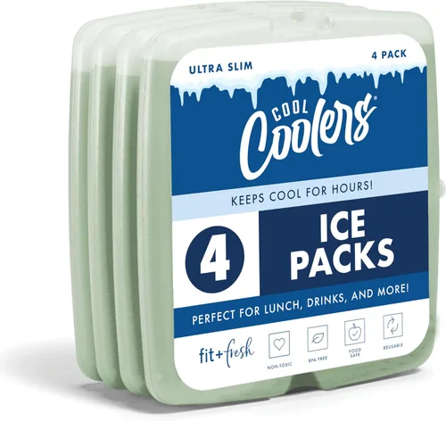 Miniatura 14 de Cool Coolers de Fit & Fresh - Paquete de 4 paquetes de hielo delgados, paquetes de hielo reutilizables de congelación rápida que ahorran espacio