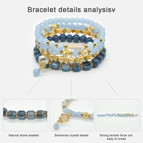 Miniatura 2 de VONRU - Conjuntos de pulseras bohemias para mujer, 6 juegos de pulseras elásticas apilables multicolor, estilo hippie, joyas finas