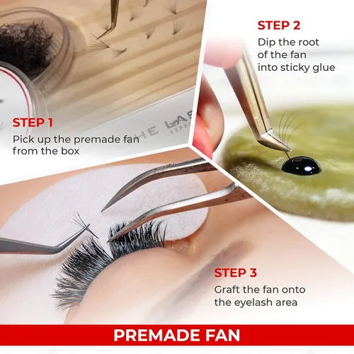 Miniatura 4 de THE LASH SUPPLY 1000fans 3D 4D 5D 6D 7D 8D 10D 12D 14D pestañas de abanico prefabricadas, rizo C/CD, longitud de 0.315 a 0.787 pulgadas