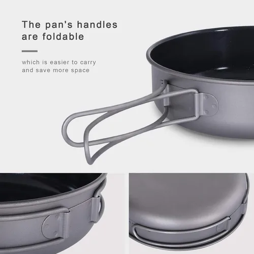 Miniatura 6 de Boundless Voyage Sartén antiadherente de titanio con mango plegable, revestimiento de cerámica antiadherente, olla de cocina para acampar al aire 36
