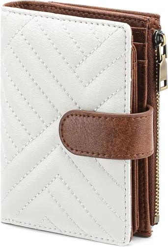 Miniatura 17 de GAEKEAO Cartera pequeña de cuero vegano con bloqueo RFID plegable para mujer, tarjetero compacto con bolsillo con cremallera y ventana