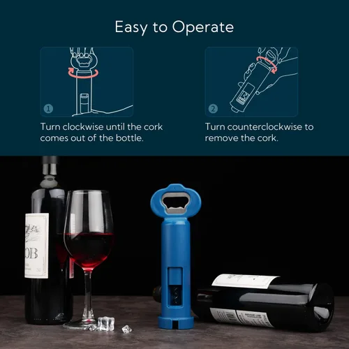 Miniatura 3 de KITCHENDAO Sacacorchos 3 en 1 para abrebotellas de vino con cortador de papel de aluminio, abridor de botellas de cerveza integrado con captador