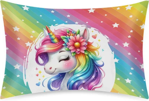 Miniatura 13 de Funda de almohada de satén de unicornio rosa lindo para cabello y piel, tamaño estándar, funda de almohada de seda suave de satén refrescante