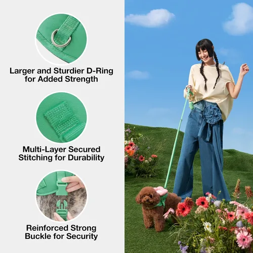 Miniatura 6 de VETRESKA Flora - Juego de arnés para perro, correa y collar, arnés de chaleco para perro sin tirones para caminar y entrenar, ajustable, fácil