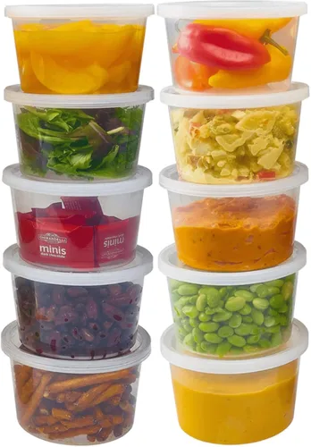Miniatura 5 de Pesado, 64 onzas, recipientes redondos desechables transparentes para almacenamiento de alimentos con tapas para llevar, aptos para microondas, a