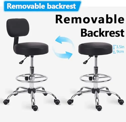 Miniatura 4 de KLASIKA Silla giratoria de dibujo con soporte trasero y reposapiés ajustable, silla de escritorio de oficina multiusos para bar, cocina, tienda