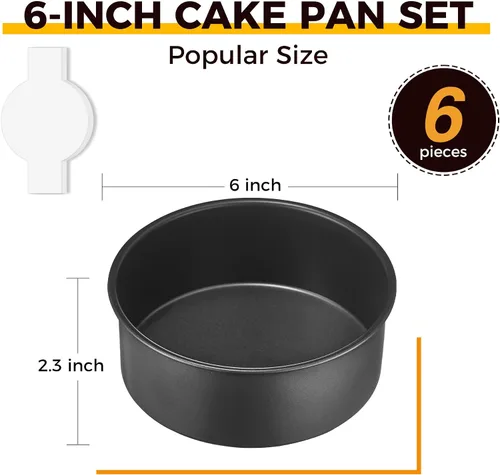 Miniatura 4 de HONGBAKE Moldes para pasteles de 6 pulgadas para hornear, juego de moldes redondos para pasteles de capas con 120 piezas de papel pergamino, molde